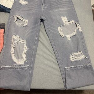 SHEIN Ripped Boyfriend Jeans in Gray